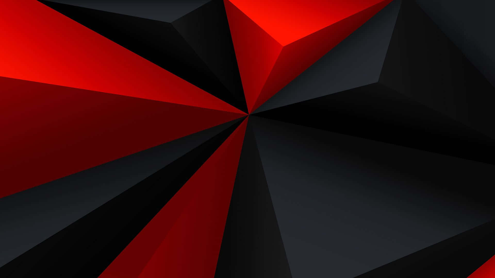 Geometric Pattern 桌布 壁紙 — 鮮紅色和深黑色的幾何碎片從中心點向外輻射，形成大膽的抽象構圖。