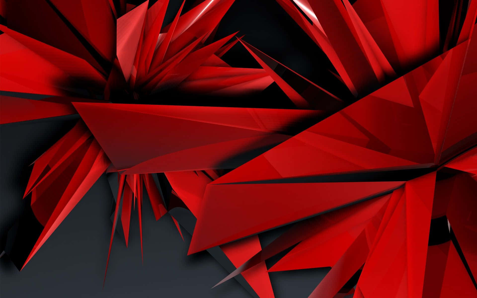 Cool Abstract 桌布 壁紙 — 鮮紅色幾何碎片在深色背景上爆炸，形成大膽的抽象構圖。