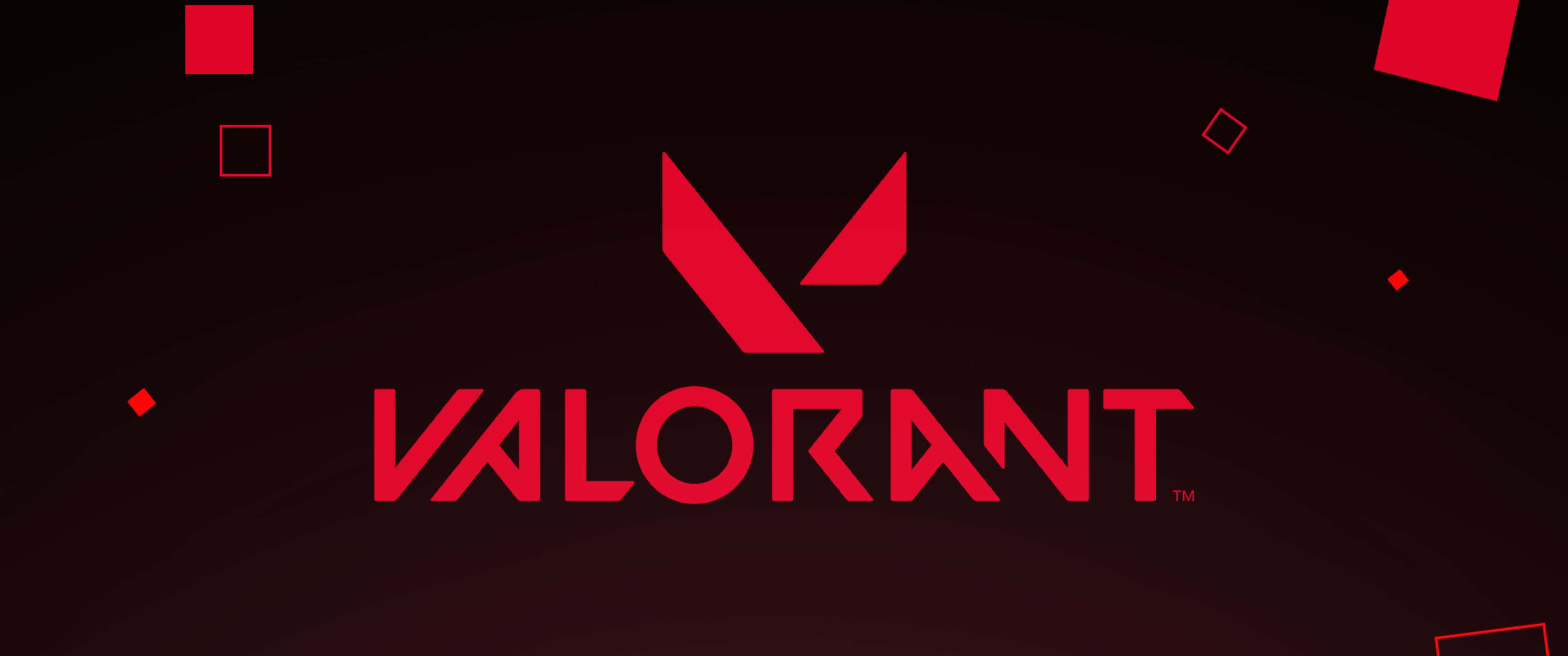 深色背景上帶有紅色幾何形狀的Valorant遊戲標誌。 — Valorant Logo 壁紙