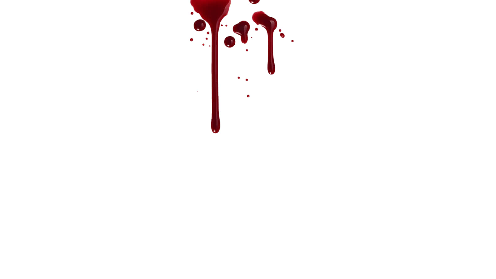 Blood 桌布 壁紙 — 鮮紅色的血滴和飛濺在純白背景上，戲劇性的特寫。