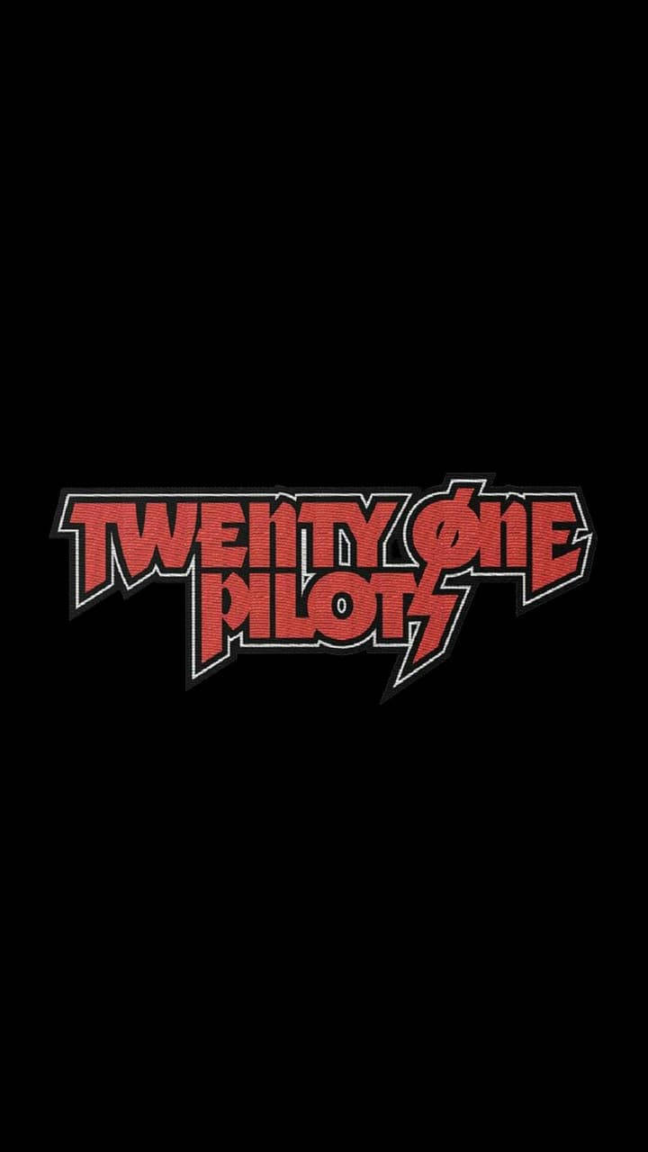 Twenty 桌布 壁紙 — 鮮紅色紋理 Twenty One Pilots 標誌居中於樸素黑色背景上，帶有銳利黑色輪廓。