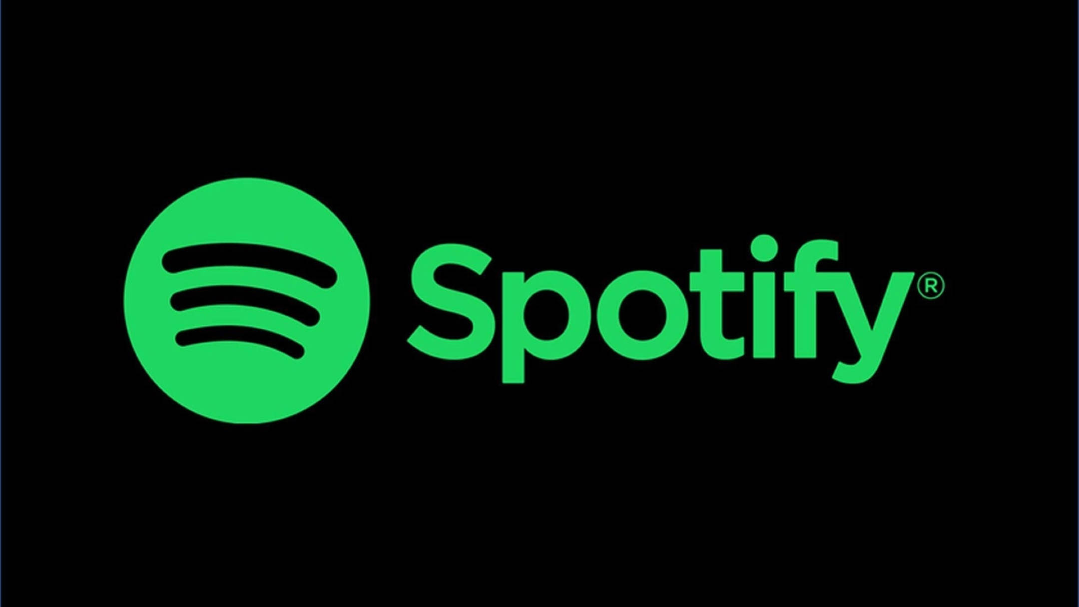 Spotify 桌布 壁紙 — 鮮綠色的Spotify標誌，純黑色背景，乾淨現代字體。