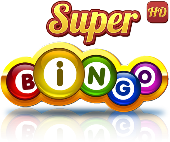 賓果 桌布 壁紙 — 鮮豔光澤的賓果球在黑色背景上拼出「Super Bingo」，帶有彩色反射。