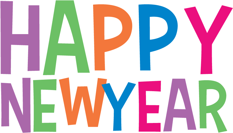 calligraphy 桌布 壁紙 — 鮮豔多彩的 'HAPPY NEW YEAR' 文字以粗體大字顯示在純黑色背景上。