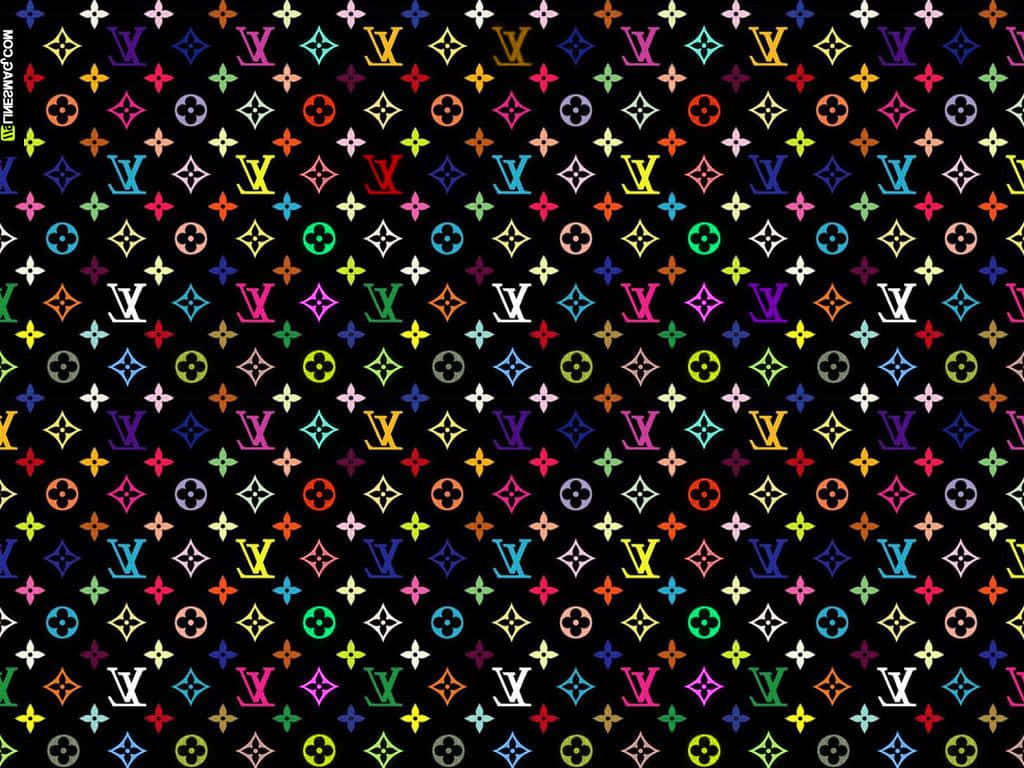 黑色背景上的彩色 Louis Vuitton 字母組合圖案 — 路易威登 GIF 壁紙