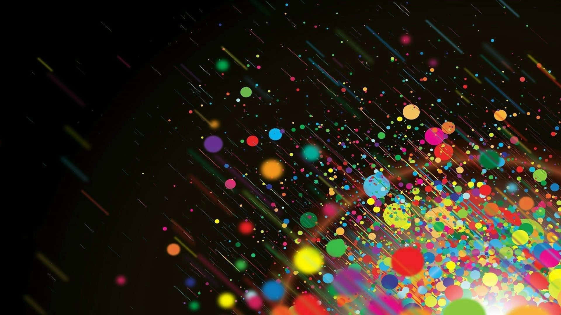 Abstraction 桌布 壁紙 — 鮮豔多彩的圓點和條紋像宇宙五彩紙屑一樣在深色背景上對角線爆炸。