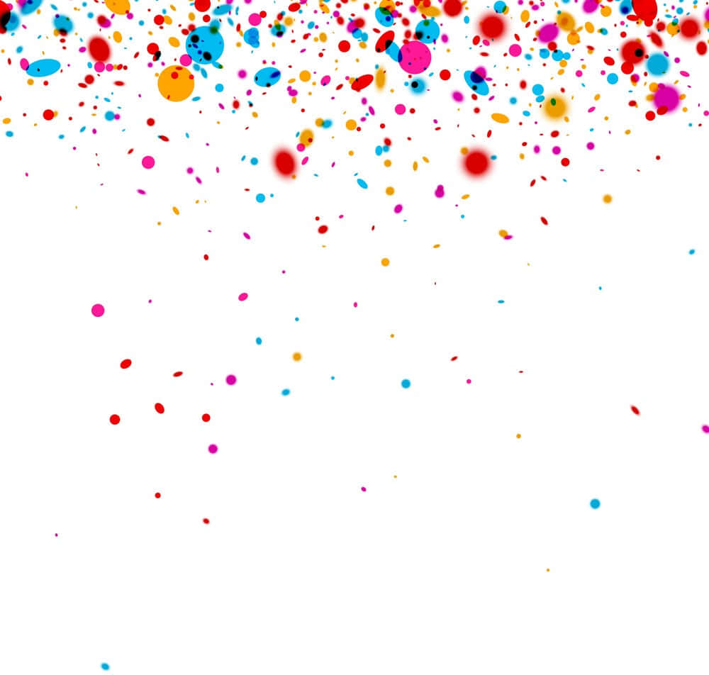 Confetti 桌布 壁紙 — 鮮豔多彩的油漆飛濺以對角線方式在純白背景上傾瀉而下，形成動態的抽象構圖。