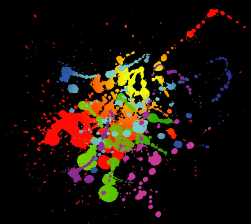 paint 桌布 壁紙 — 鮮豔多彩的油漆飛濺在純黑背景上爆炸，形成動態抽象爆發。