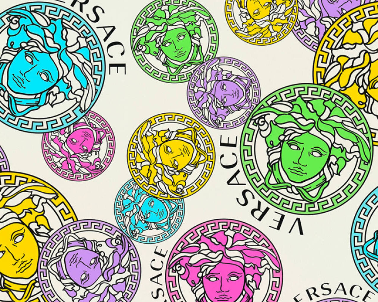 Versace 標誌圖案，圓形框架內有彩色美杜莎頭像。 — Valorant Logo 壁紙