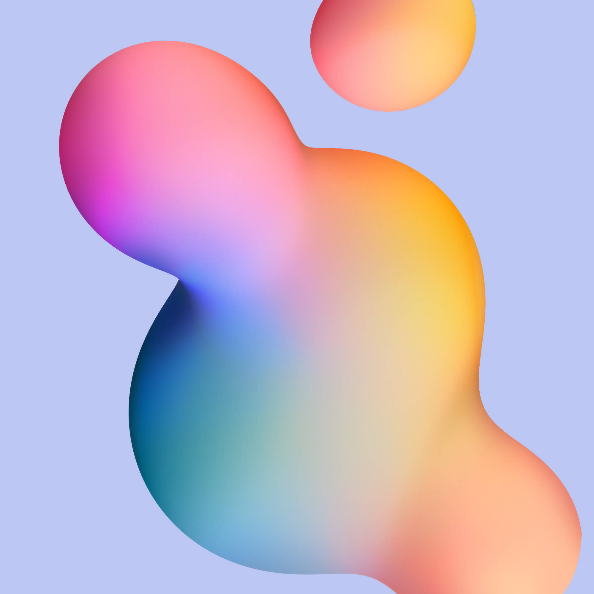 Gradient 桌布 壁紙 — 鮮豔平滑的漸變色塊漂浮在柔和的薰衣草背景上，形成超現實的數位構圖。