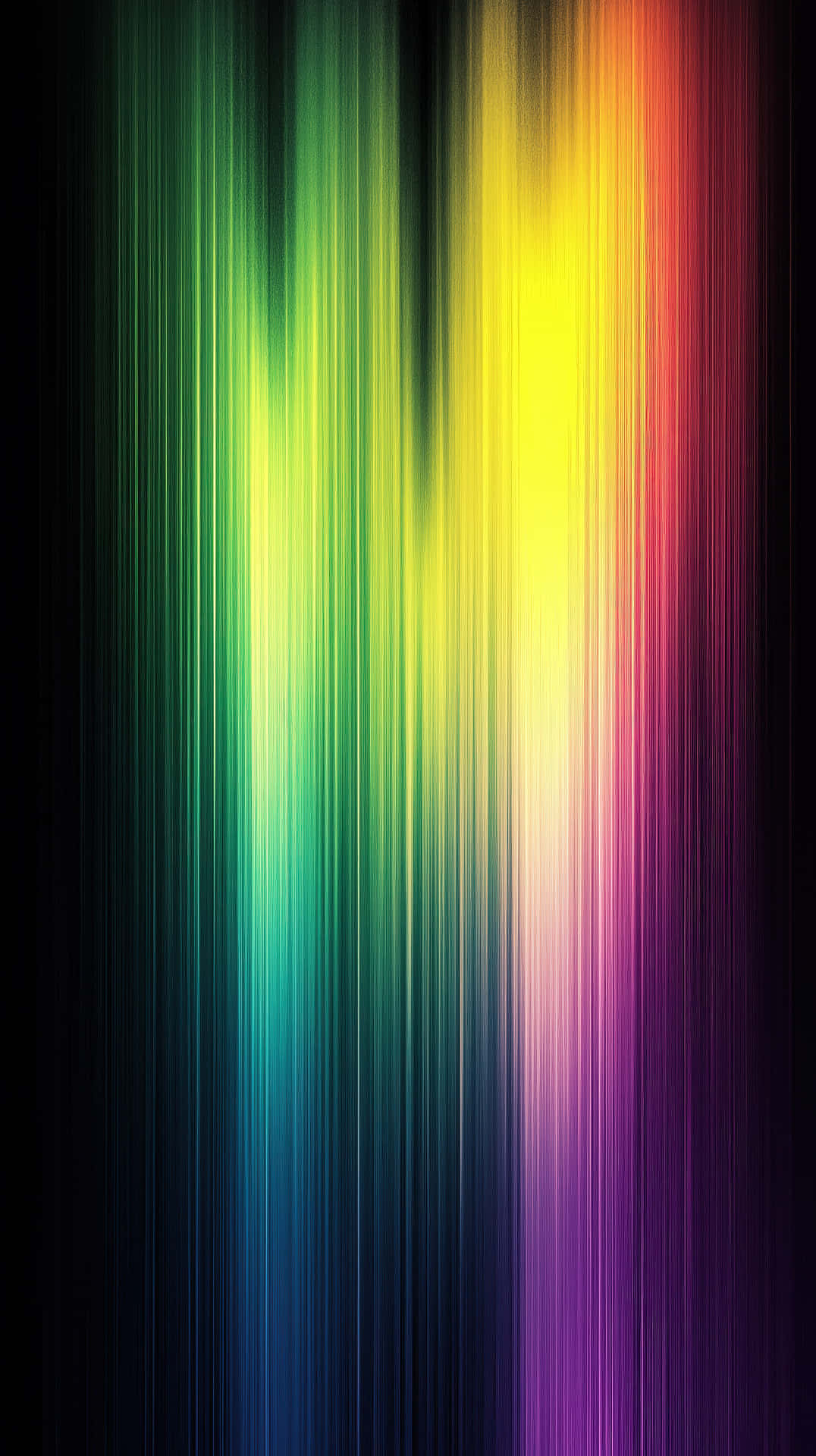 Abstract gradient background with vibrant colors transitioning 壁紙 — 鮮豔彩虹色的垂直條紋從深色背景中以平滑漸變放射出來。
