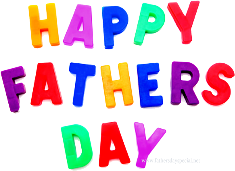 Happy Fathers Day 桌布 壁紙 — 鮮豔的3D塑膠字母在純黑色背景上以彩虹色拼出「HAPPY FATHERS DAY」。