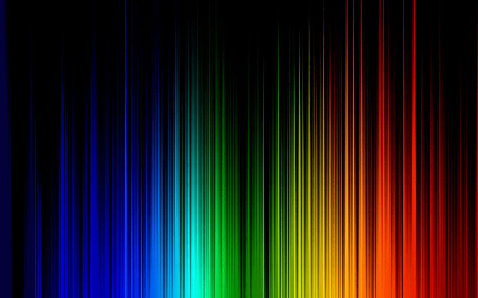 Neon Colors 桌布 壁紙 — 鮮豔的垂直彩虹條紋在黑色背景上從深藍色平穩過渡到火紅色。