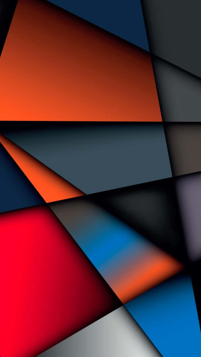 Geometric iPhone 桌布 壁紙 — 鮮豔的幾何形狀以大膽的紅色、橙色、藍色和黑色創造出動態的抽象構圖。