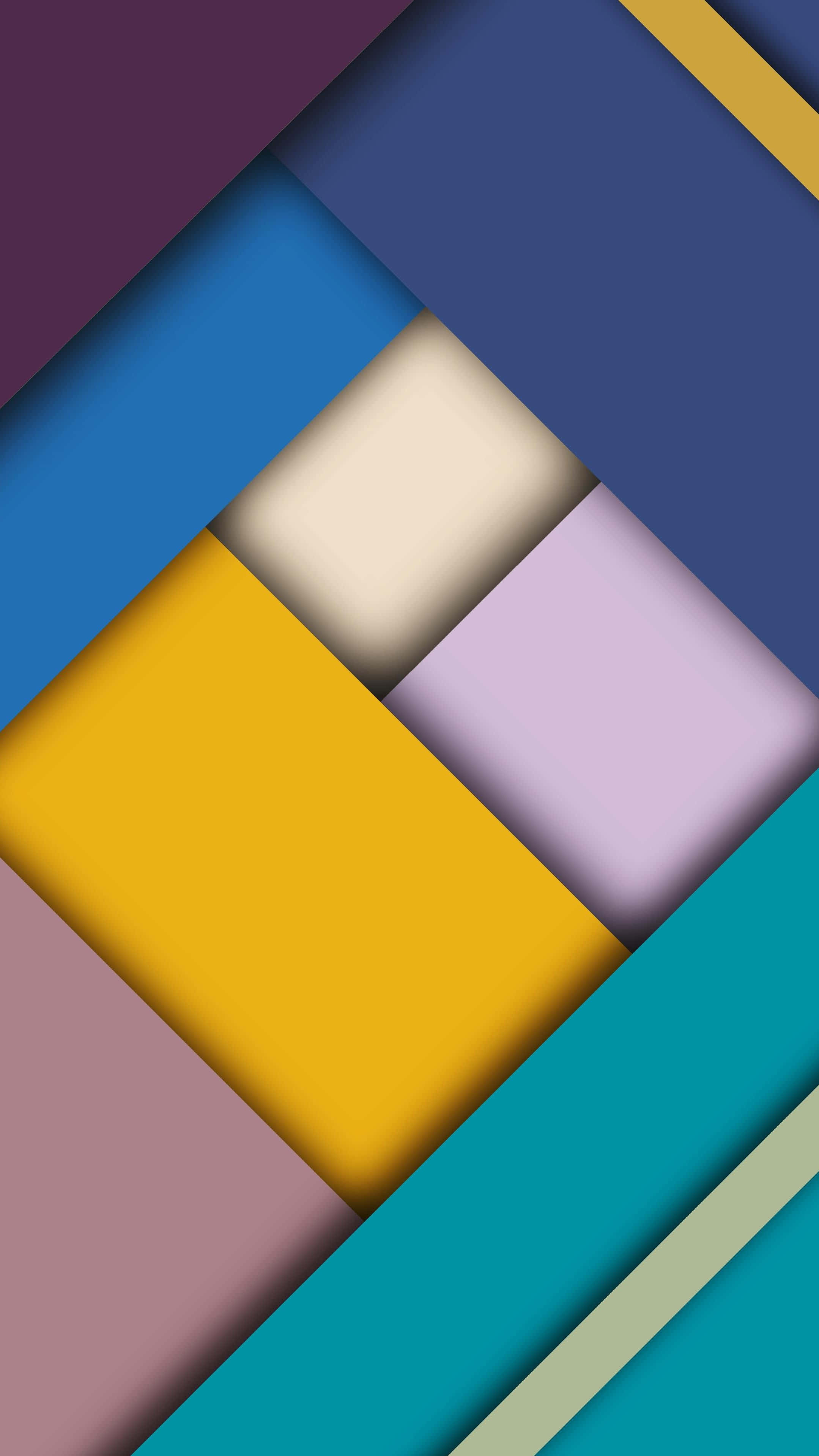 Android Material 桌布 壁紙 — 鮮豔的幾何形狀以大膽的顏色對角重疊，創造出動態的現代抽象構圖。
