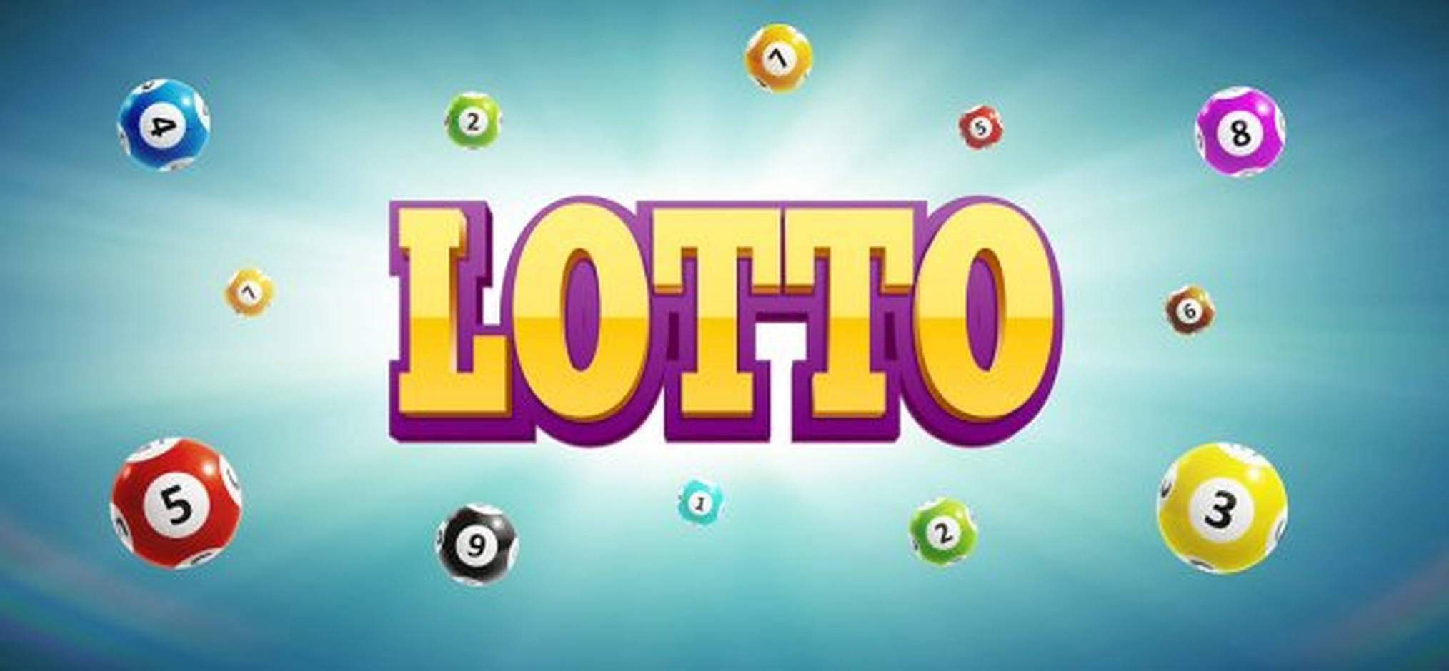 Lottery 桌布 壁紙 — 鮮豔的彩票球漂浮在粗體黃色Lotto文字周圍，背景是發光的藍色漸變。