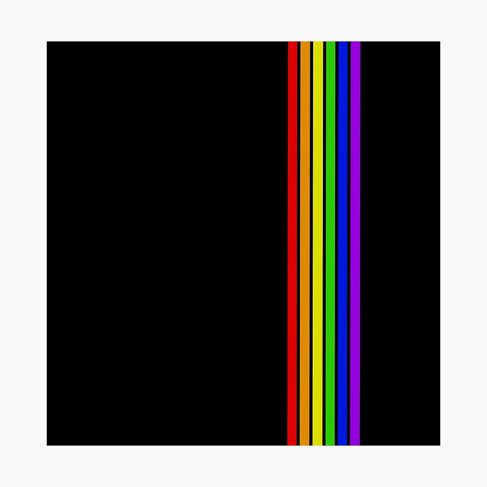 Lgbtq 桌布 壁紙 — 鮮豔的彩虹條紋在極簡幾何圖案中，在純黑背景上脫穎而出。