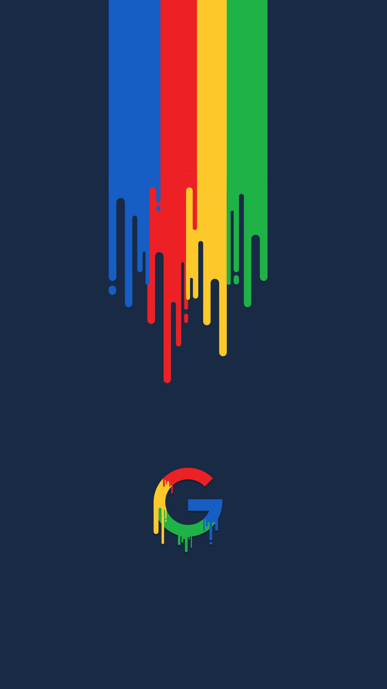 Google Chrome 桌布 壁紙 — 鮮豔的彩虹油漆滴從上方傾瀉到深藍色背景上，下方有一個滴落的Google標誌。