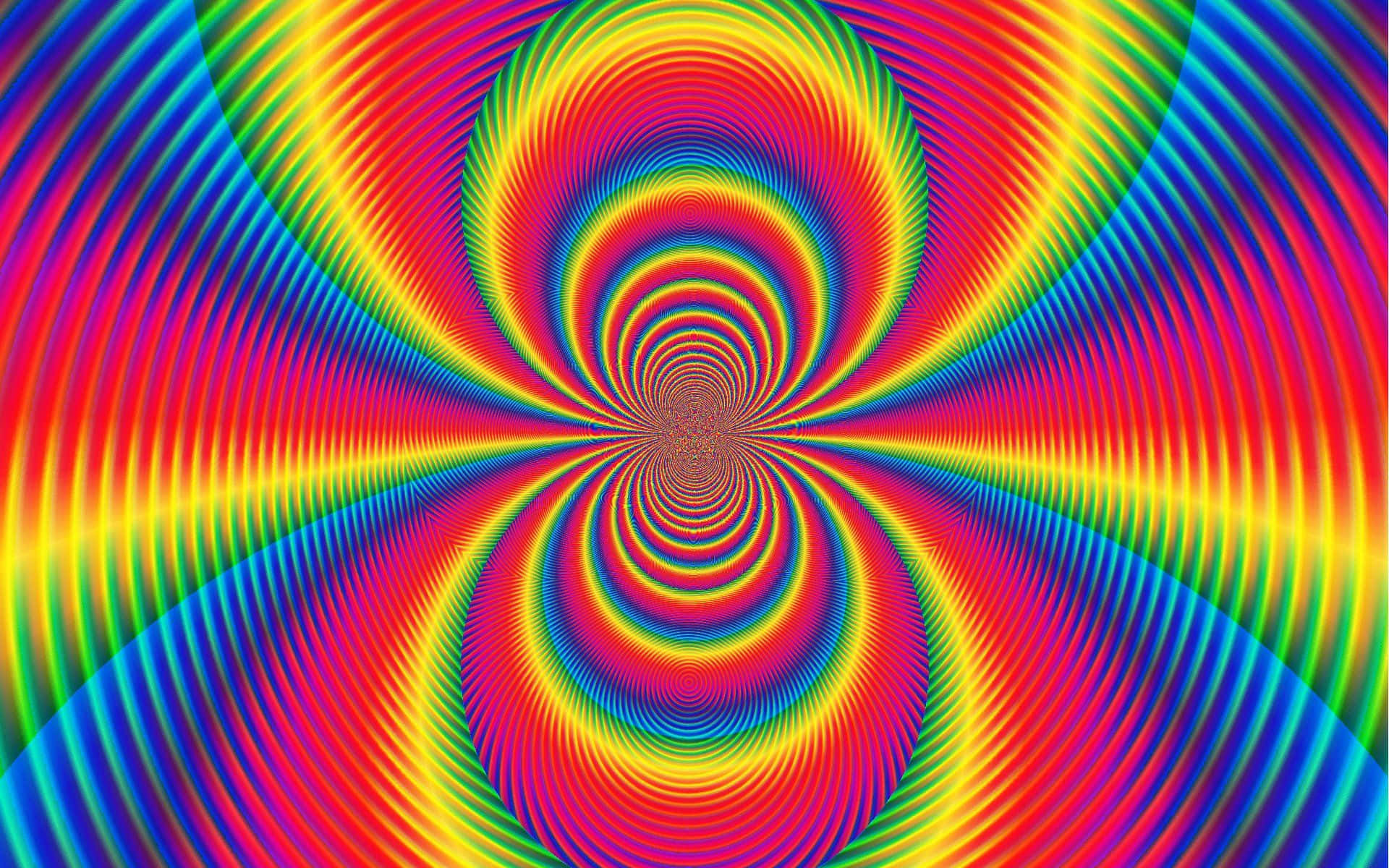 Rainbow Colours 桌布 壁紙 — 鮮豔的彩虹色同心螺旋營造出迷人的錯視隧道效果。