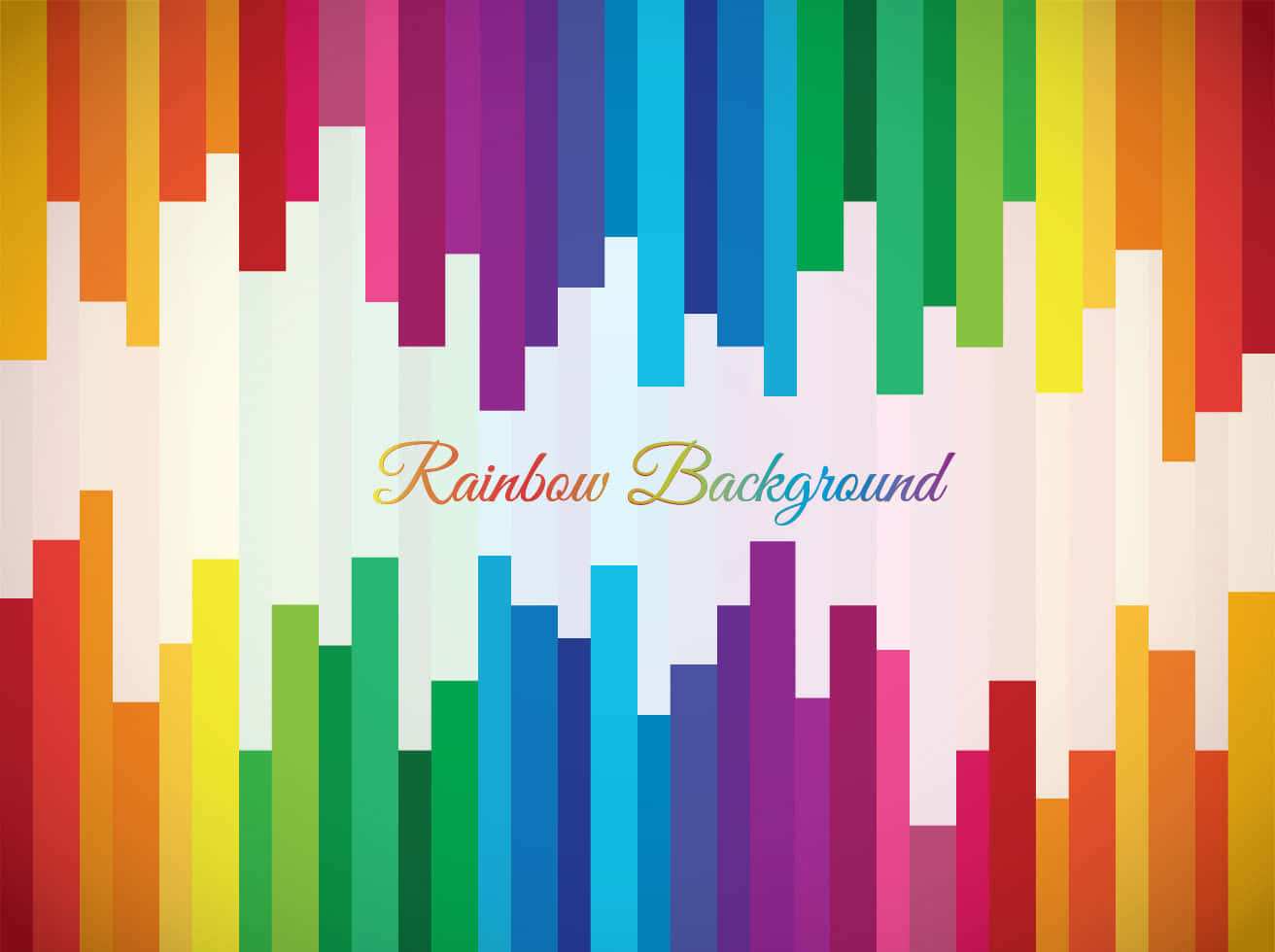 Rainbow Gradient 桌布 壁紙 — 鮮豔的彩虹色垂直條紋以對稱圖案向下層疊，帶有柔和漸變背景。
