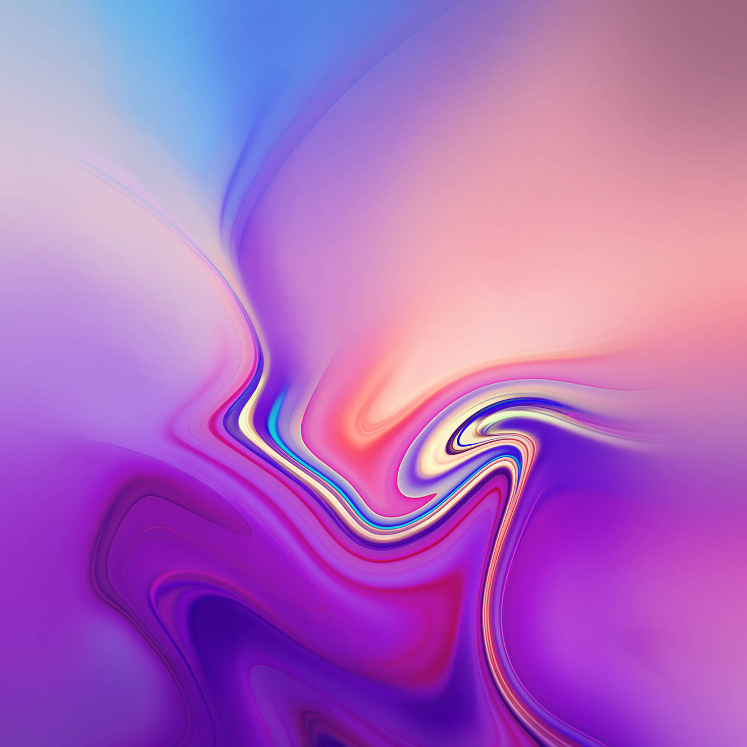 Galaxy S10 桌布 壁紙 — 鮮豔的旋轉液體色彩在紫色、粉紅色和藍色的迷人漸變中融合，創造出動態的抽象流動。