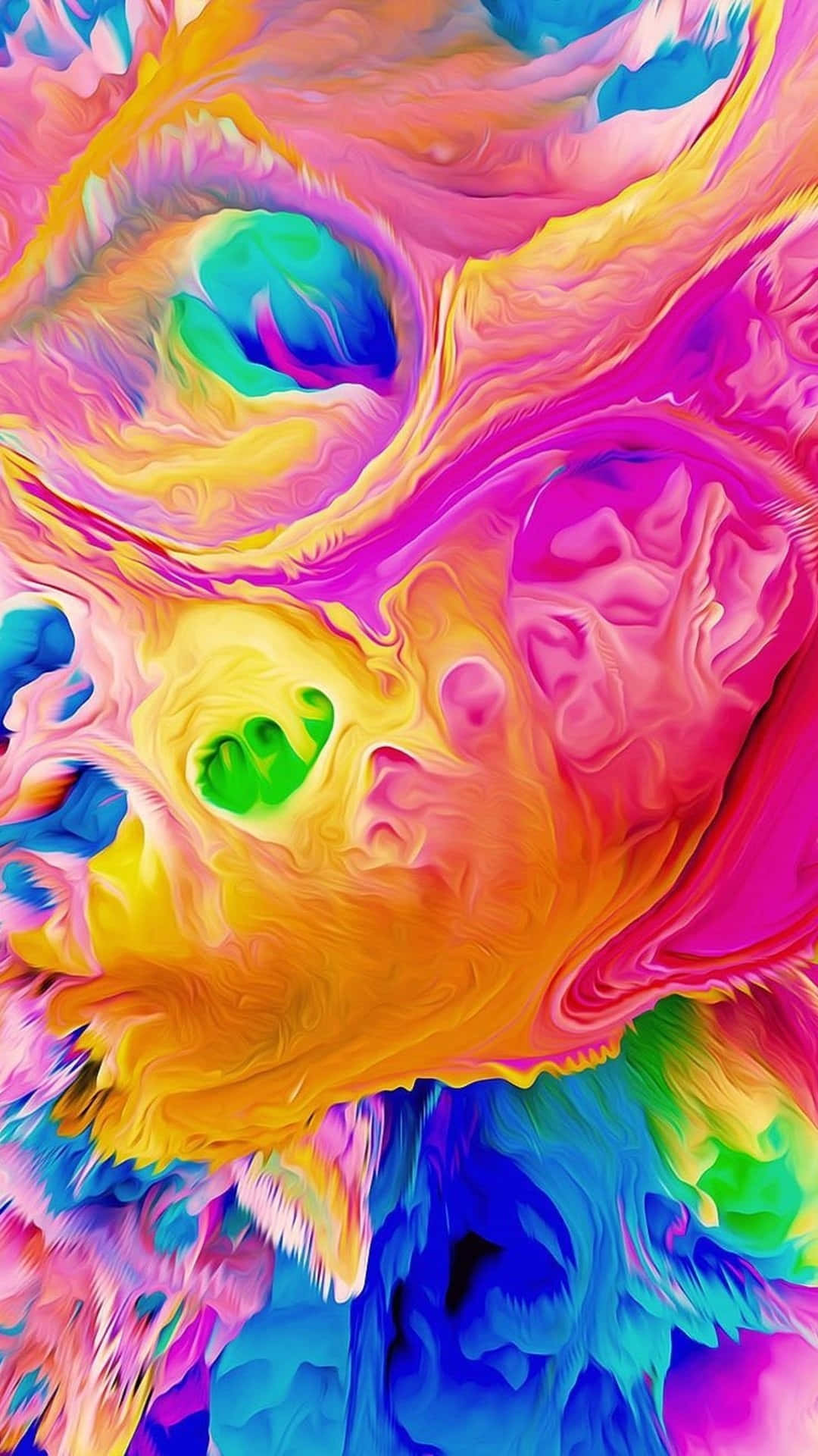 Colorful iPhone 桌布 壁紙 — 鮮豔的旋轉色彩融合成動態抽象圖案，類似液體顏料在流動。