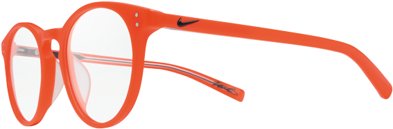 Accessories 桌布 壁紙 — 鮮豔的橙色Nike太陽眼鏡，圓形鏡框，透明鏡片，襯托在純黑背景上。