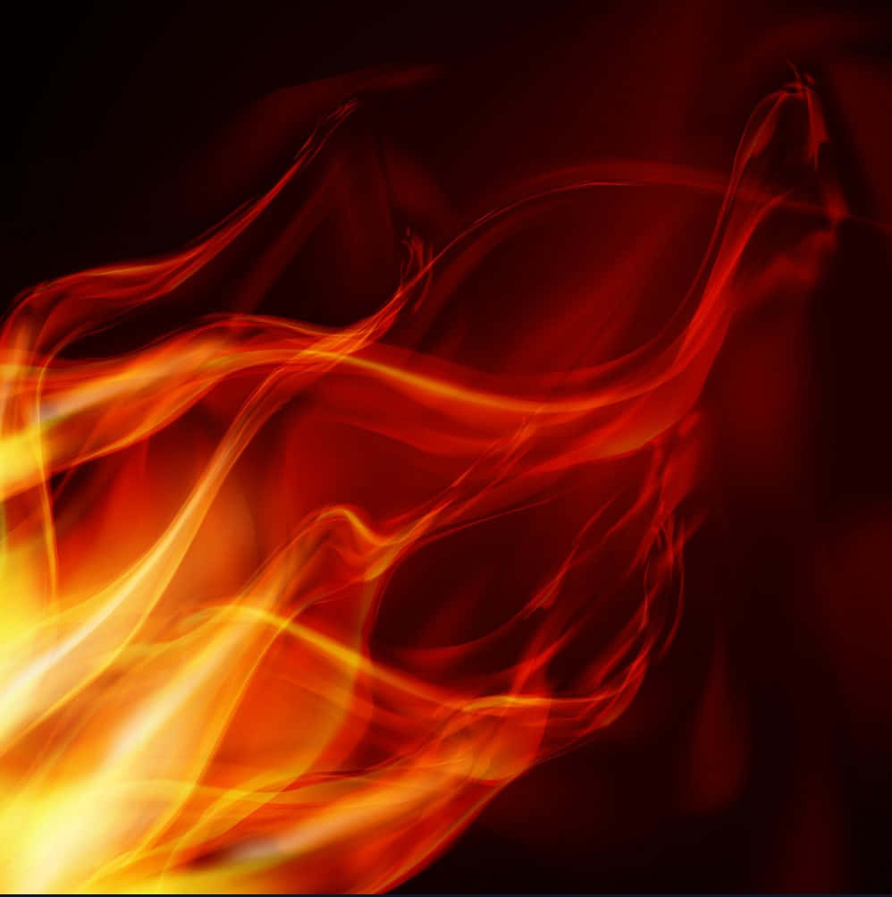 Red Fire 桌布 壁紙 — 鮮豔的橙色和紅色火焰在黑暗背景上動態旋轉，散發出強烈的熱量和運動感。