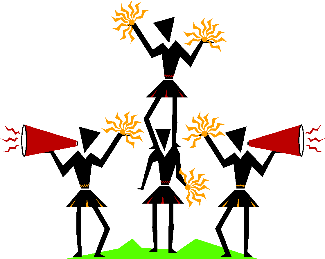 Clip Art 桌布 壁紙 — 鮮豔的橙色太陽爆發和紅色聚光燈照亮了鋸齒狀綠色地平線上的黑色虛空。