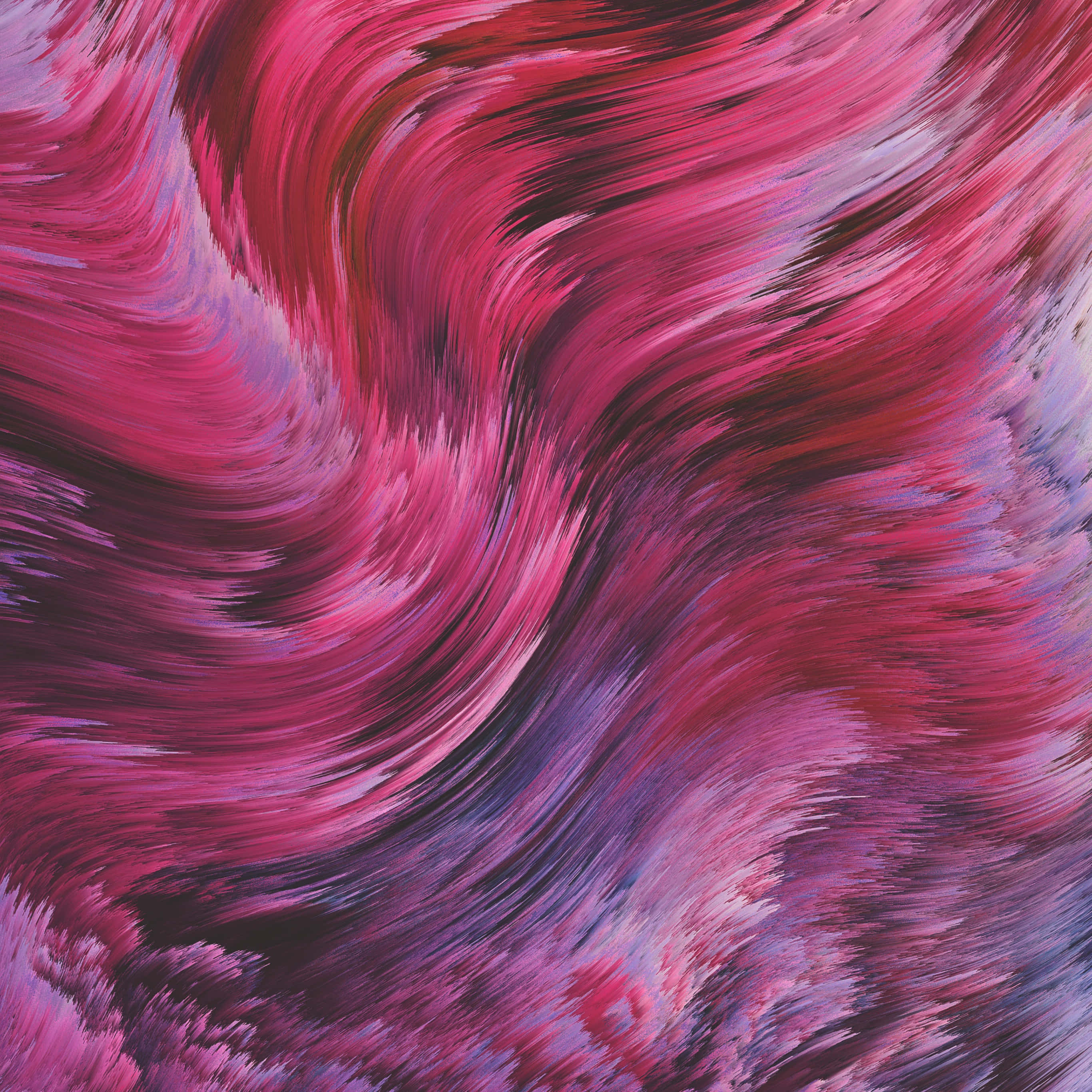 Pink iPad Pro 桌布 壁紙 — 鮮豔的洋紅色粉紅和深紫色漩渦筆觸，創造出充滿活力動感的抽象畫作。