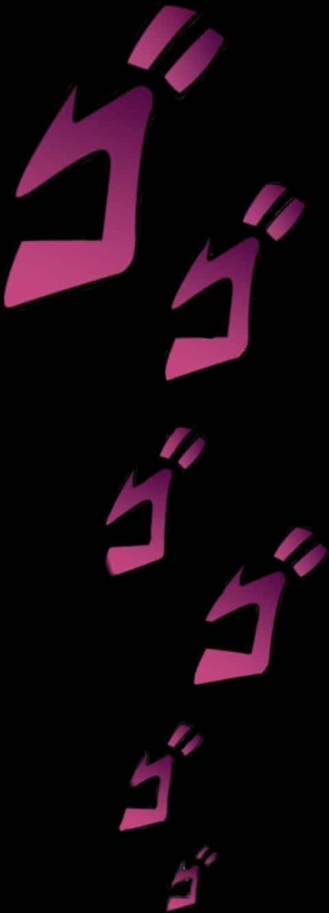 Jojo Menacing 桌布 壁紙 — 鮮豔的洋紅色風格化日文字元在純黑色背景上對角漂浮。