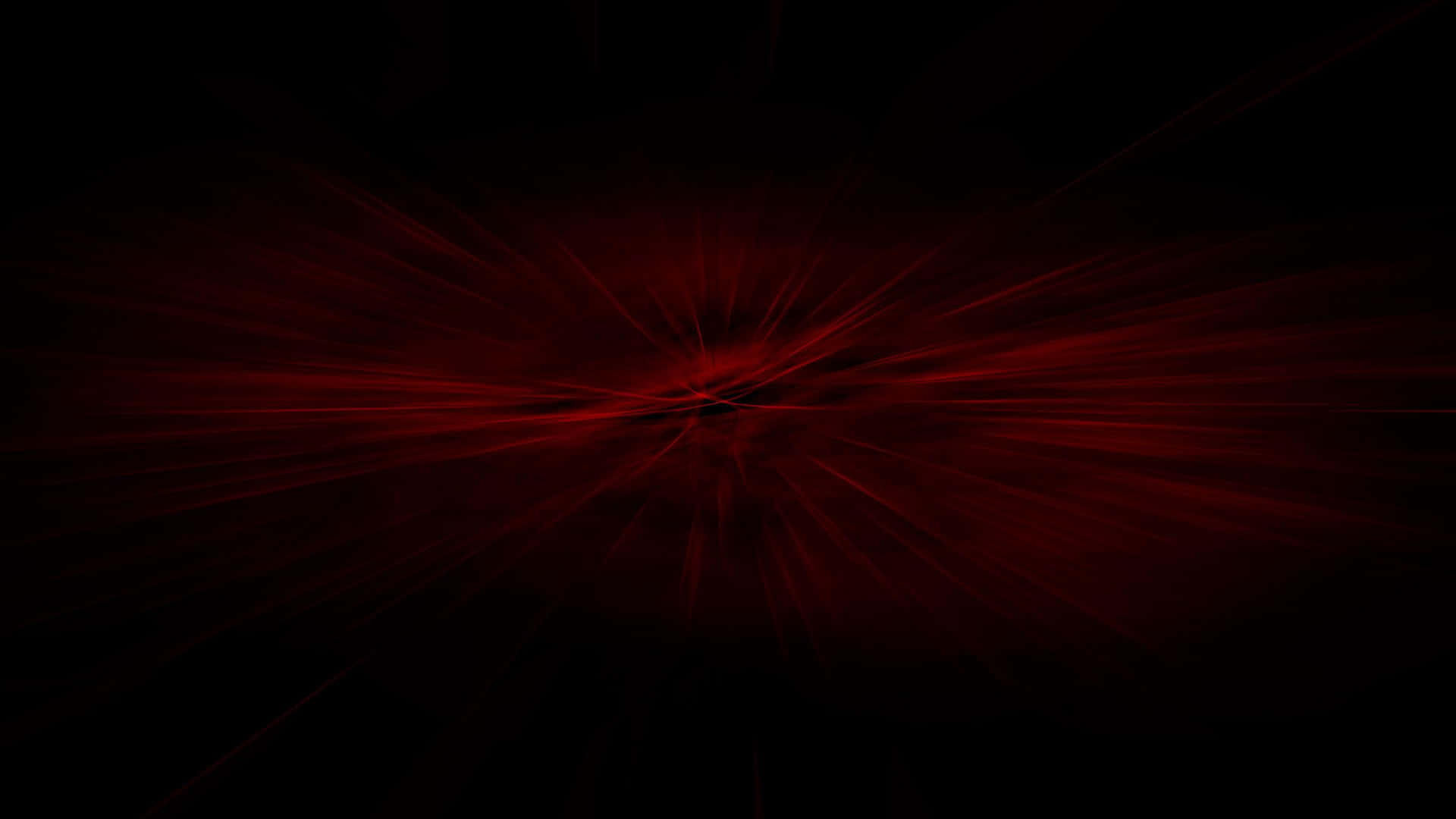 Red Abstract 桌布 壁紙 — 鮮豔的深紅色光線從中心點向外爆發，映襯著深邃的黑色虛空，營造出戲劇性的宇宙效果。