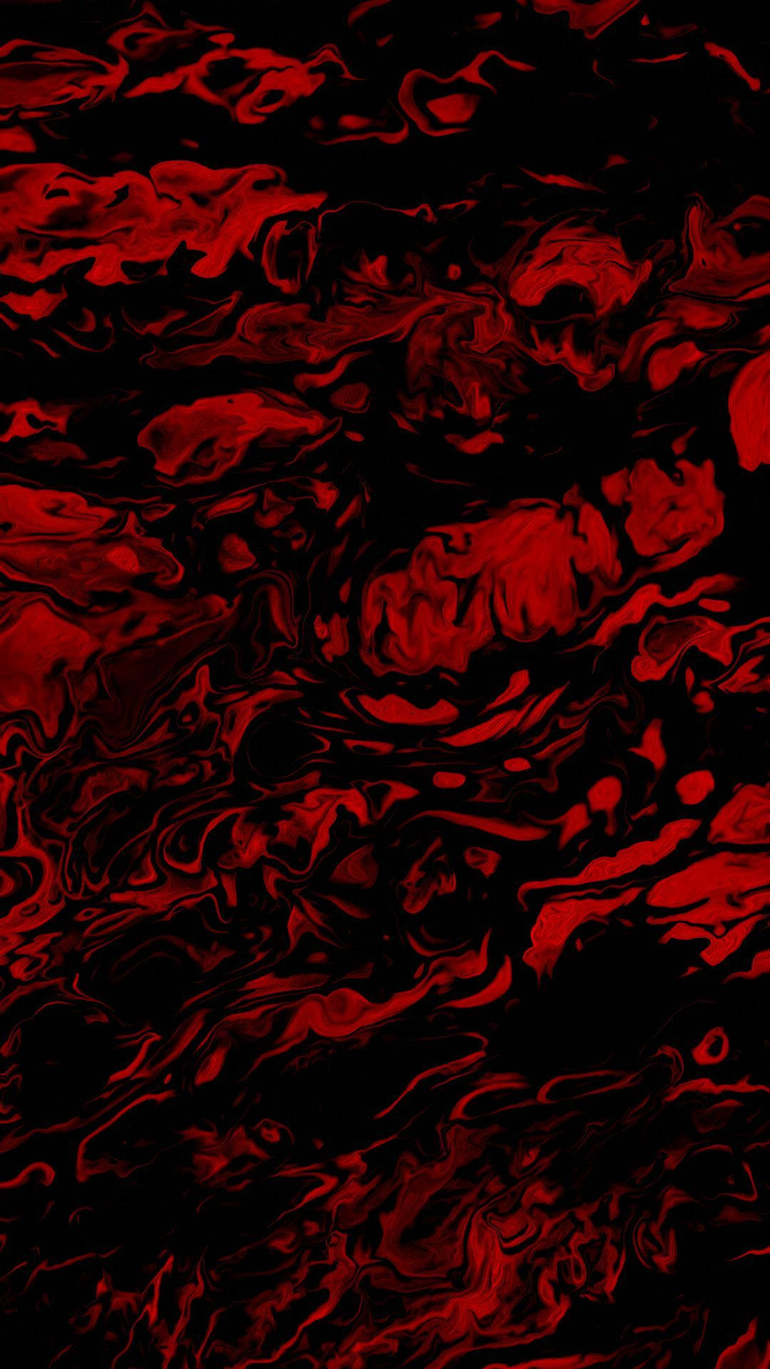 Cool Red And Black 桌布 壁紙 — 鮮豔的深紅色液體在深黑色背景上動態旋轉，營造出強烈的抽象動感。