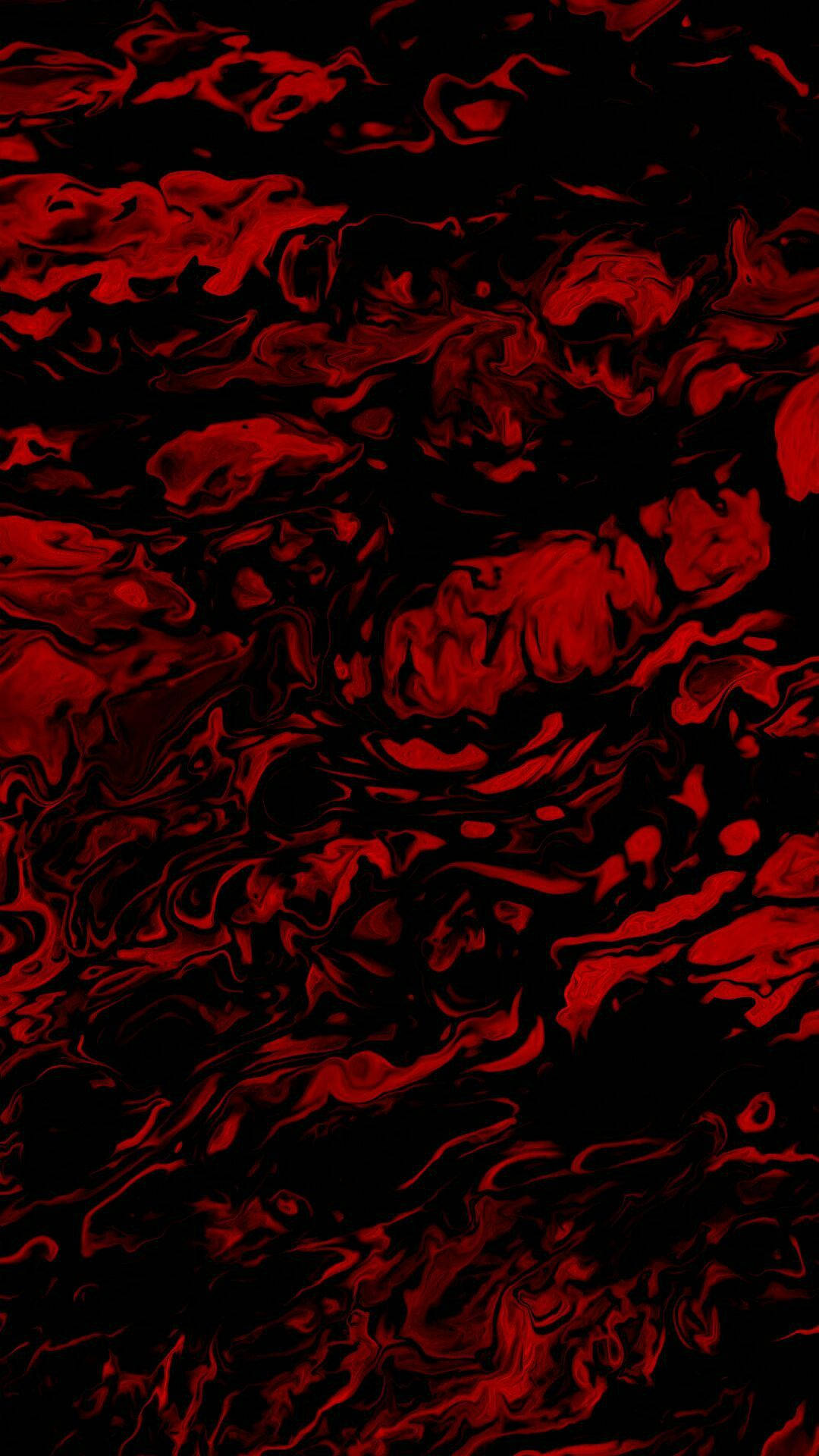 桌布 壁紙 — 鮮豔的深紅色液體在深黑色背景上旋轉，營造出動態的抽象運動效果。