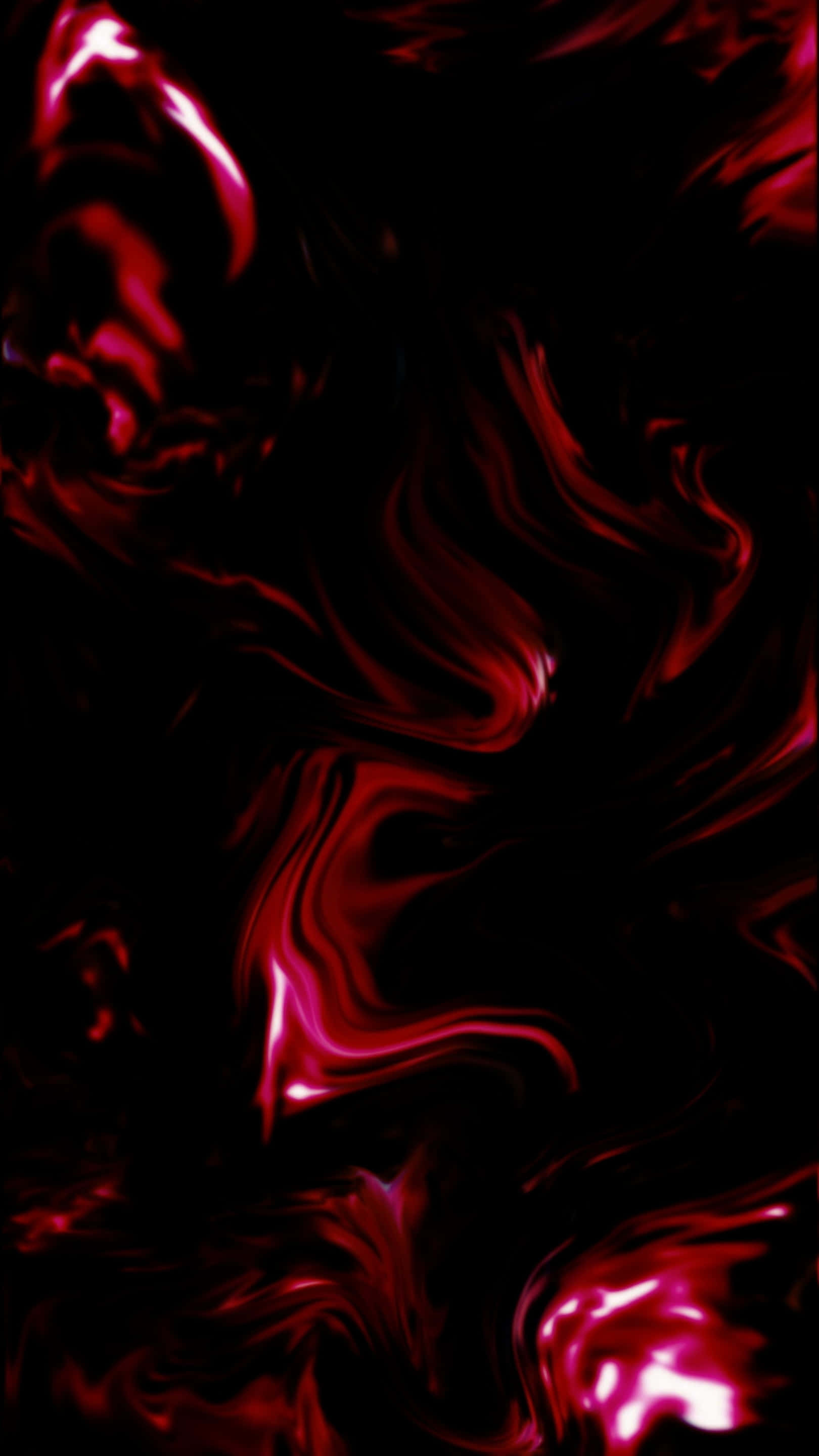 Dark Red Aesthetic 桌布 壁紙 — 鮮豔的深紅色液體在深黑色背景上旋轉，形成動態的抽象運動。