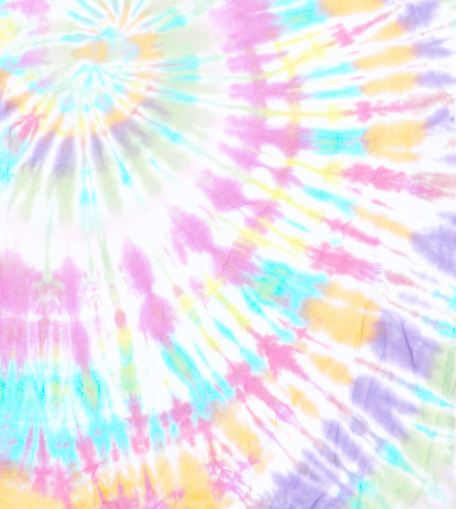 Pastel Tie Dye 桌布 壁紙 — 鮮豔的粉彩紮染漩渦從柔軟布料表面的一個中心點向外輻射。