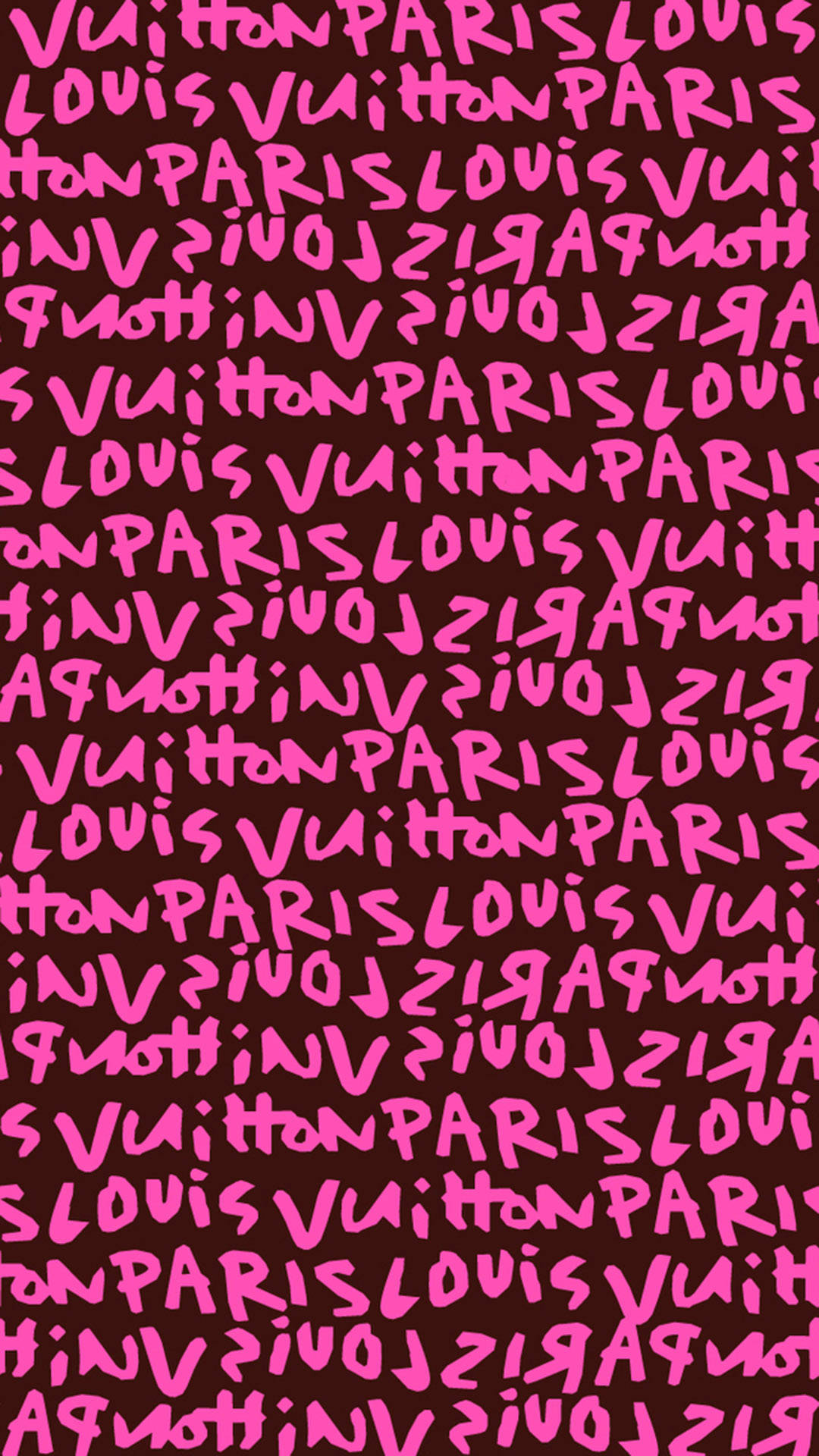 粉紅色 Louis Vuitton 文字圖案在深酒紅色背景上 — 路易威登 GIF 壁紙