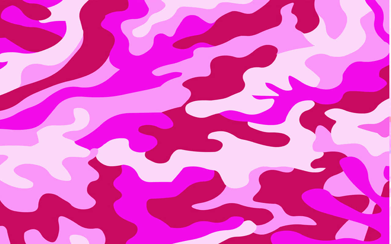 Pink Camo 桌布 壁紙 — 鮮豔的粉紅色和洋紅色迷彩圖案，帶有流動的有機形狀，背景為淺色。