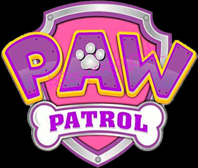 Paw Patrol Logo 桌布 壁紙 — 鮮豔的粉紅色和紫色 Paw Patrol 標誌，帶有粗體 3D 字母和骨頭形狀的橫幅。