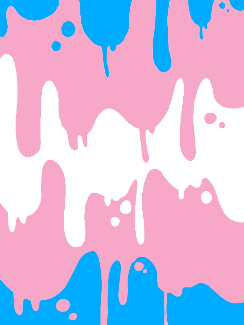 Paint Art 桌布 壁紙 — 鮮豔的粉紅色和藍色油漆滴在白色背景上以大膽的抽象圖案層層流下。