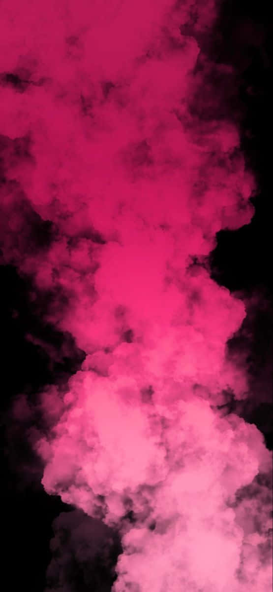 Pink Smoke 桌布 壁紙 — 鮮豔的粉紅色煙霧在純黑色背景上向上翻騰，營造出戲劇性且空靈的視覺效果。