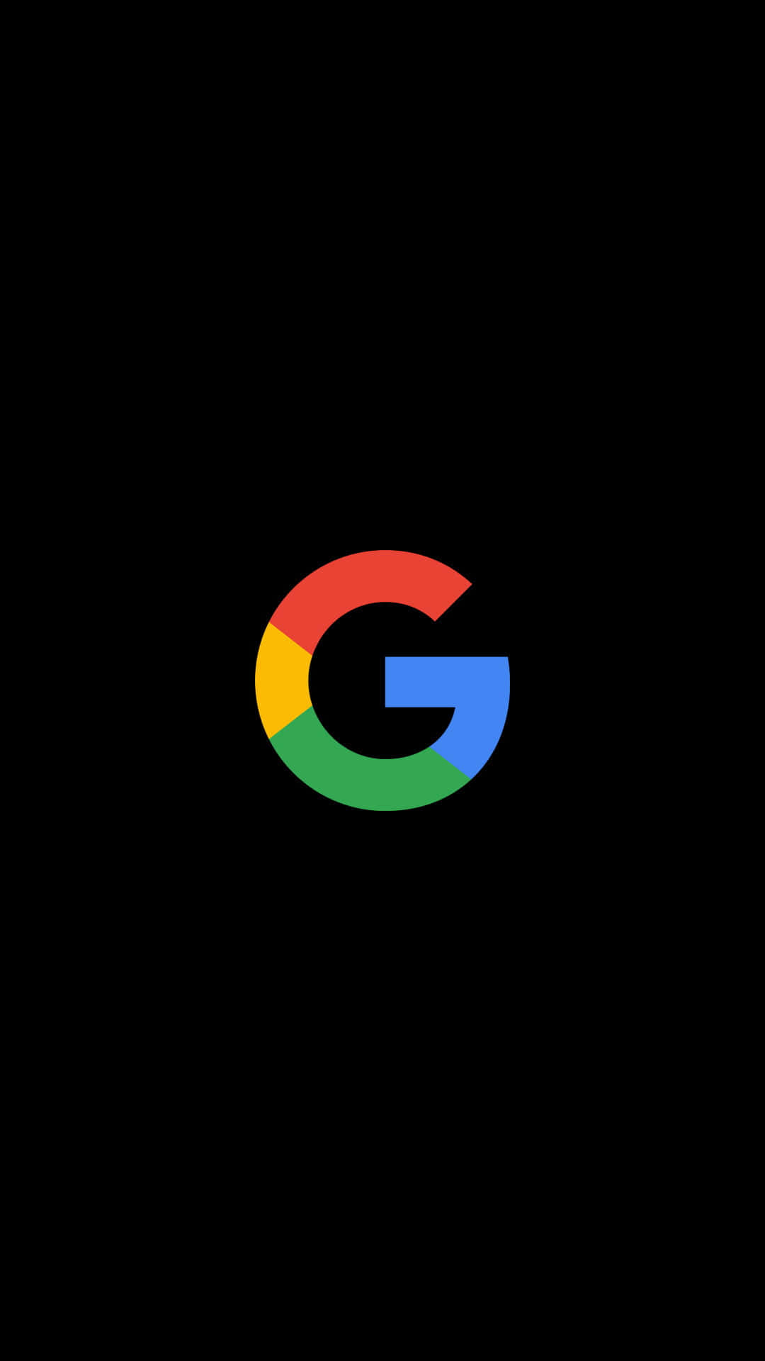 Google Chrome 桌布 壁紙 — 鮮豔的紅色、黃色、綠色和藍色的Google標誌居中顯示在純黑色背景上。