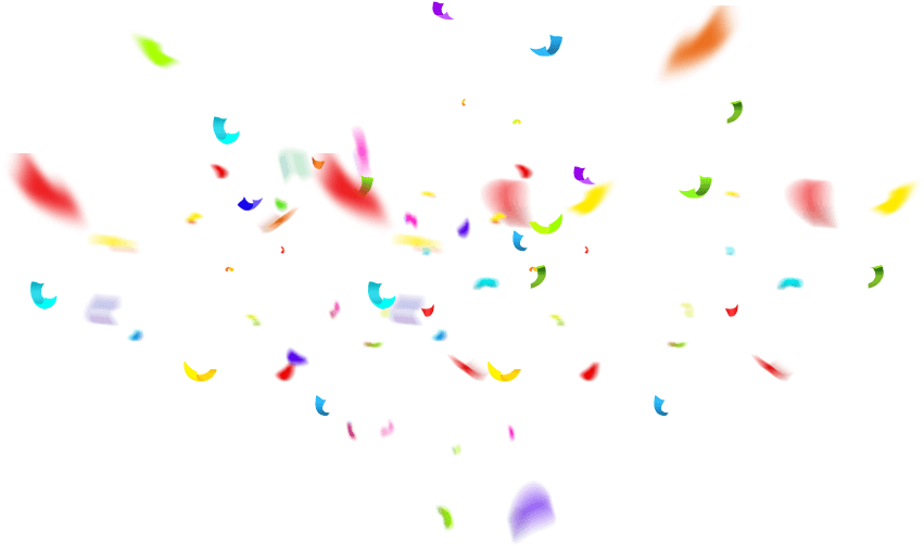 Clip Art 桌布 壁紙 — 鮮豔的紅色、黃色、藍色和綠色五彩紙屑碎片在純黑色背景上飄浮。