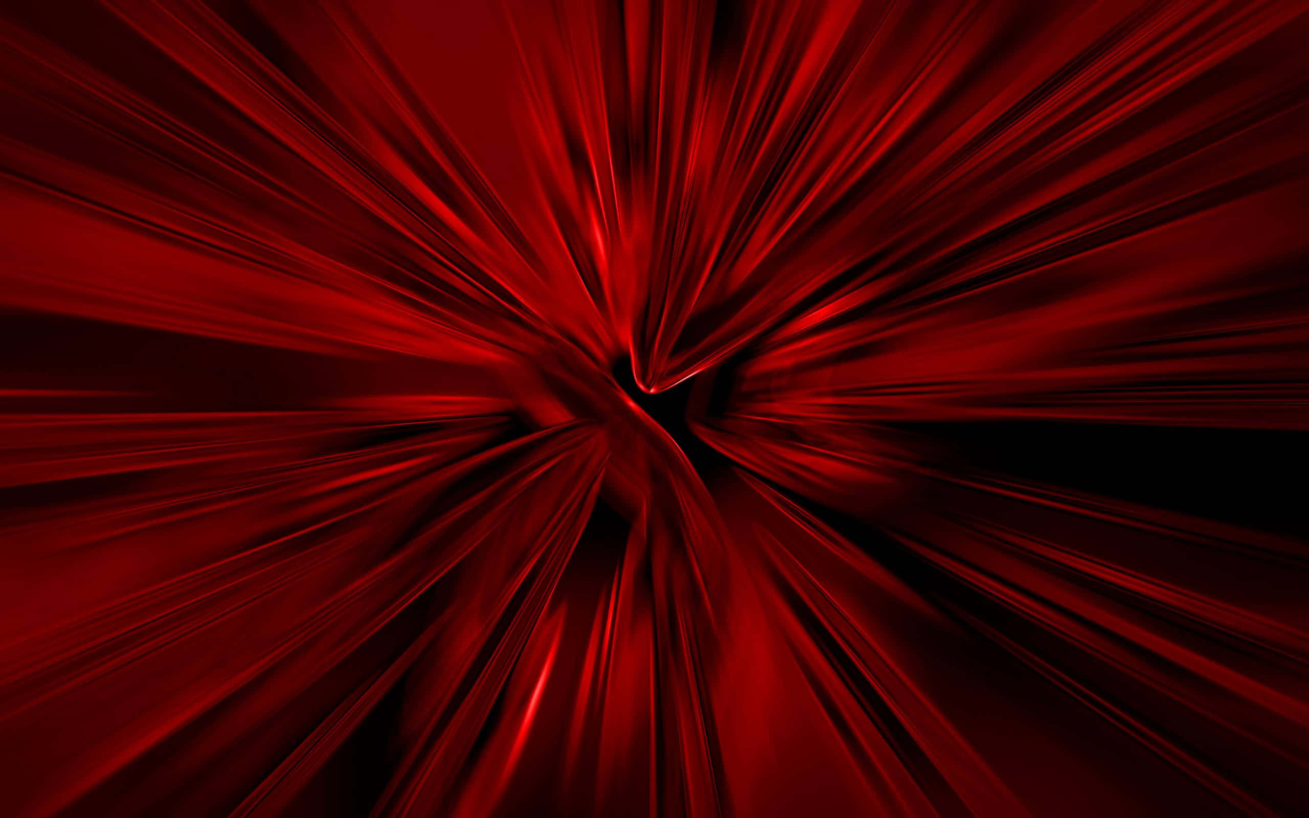 Abstract Lines 桌布 壁紙 — 鮮豔的紅色光線從中央漩渦中迸發，衝向黑色虛空，形成動態的抽象能量場。
