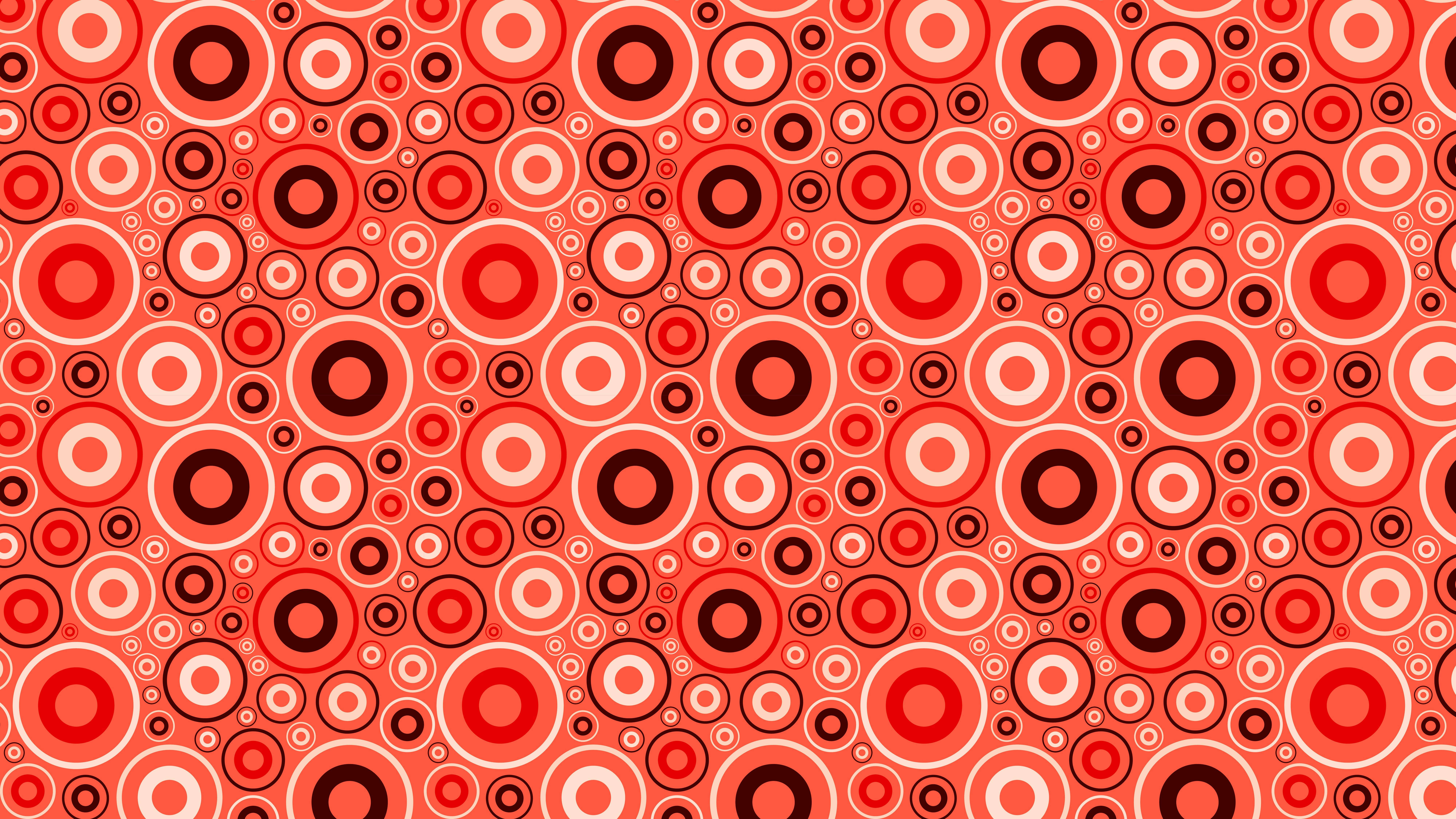 Red Circle 桌布 壁紙 — 鮮豔的紅色和白色同心圓在整個畫面中創造出動感的復古圖案。