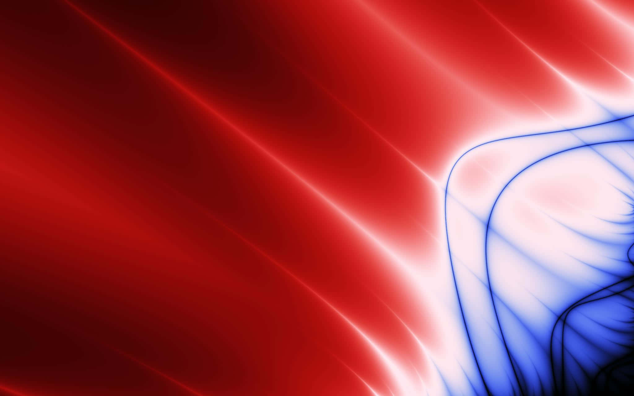 Abstraction 桌布 壁紙 — 鮮豔的紅色和藍色抽象碎形波在發光的數位畫布上動態流動。
