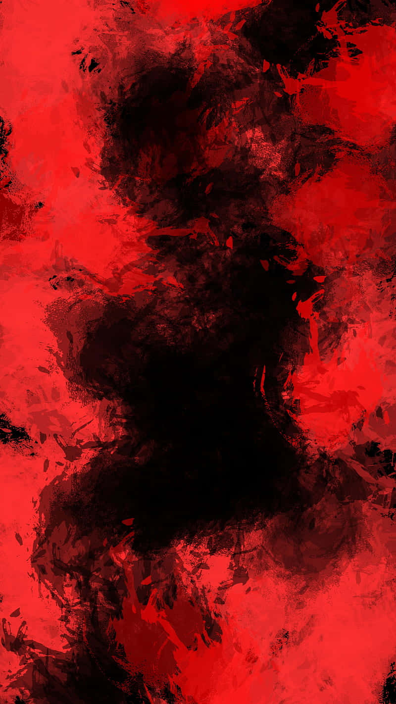 Blood Aesthetic 桌布 壁紙 — 鮮豔的紅色和黑色抽象筆觸在畫布上動態旋轉，形成大膽而富有表現力的構圖。