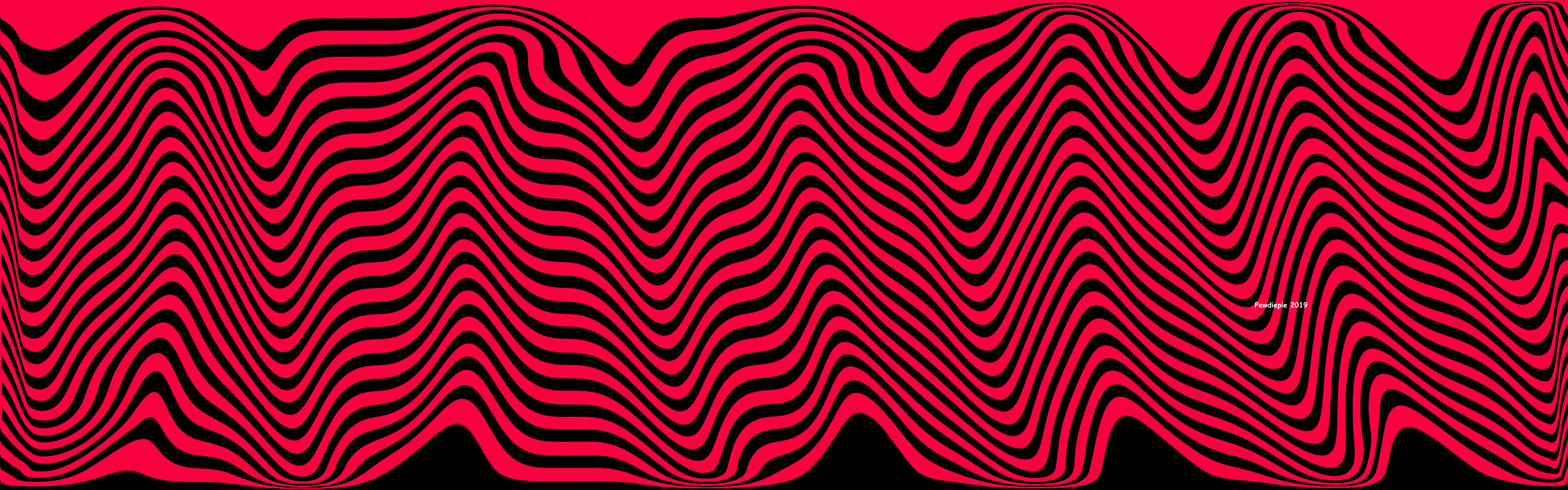 PewDiePie 桌布 壁紙 — 鮮豔的紅色和黑色波浪條紋在整個畫面中創造出催眠般的錯覺圖案。