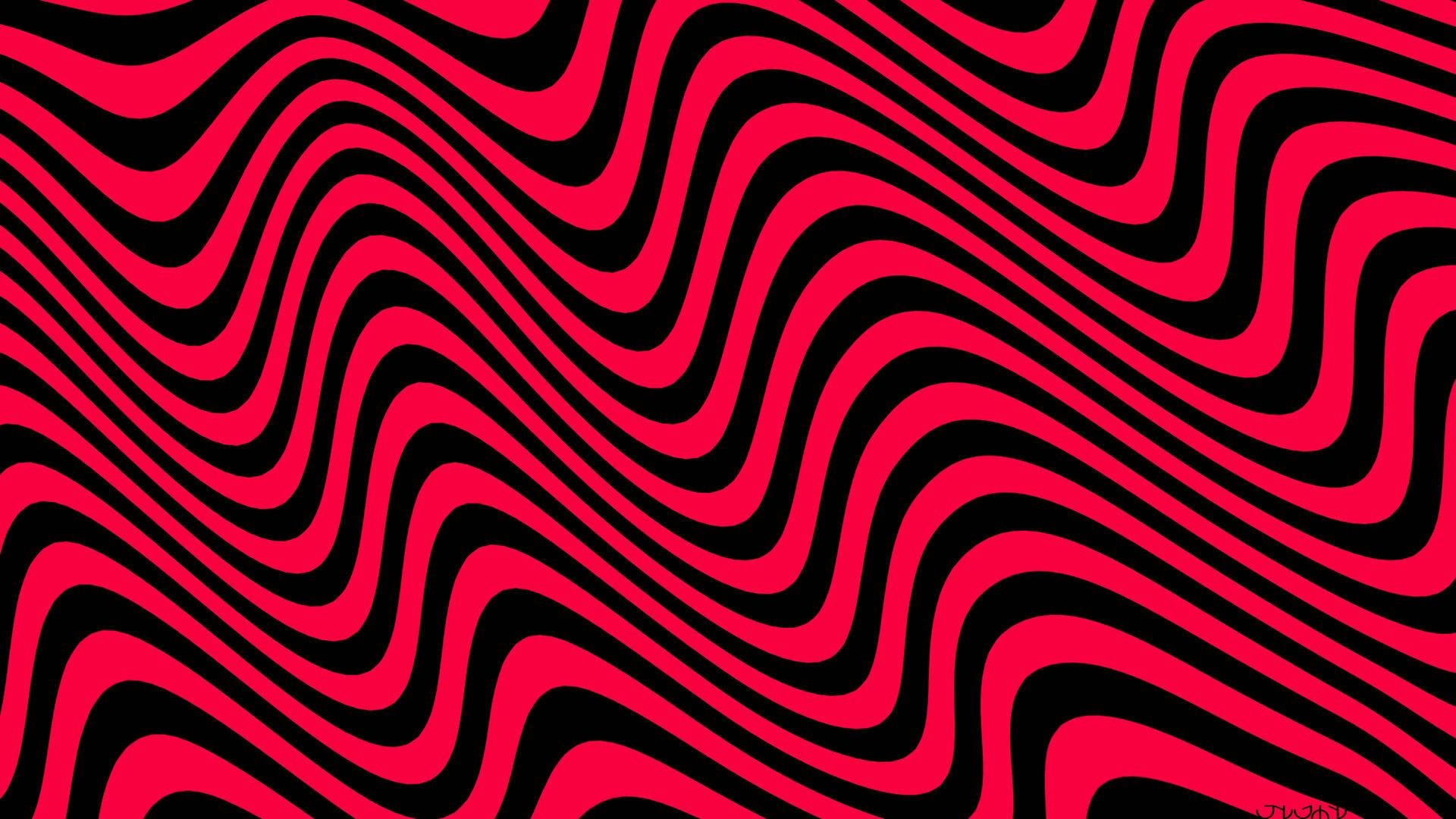 PewDiePie 桌布 壁紙 — 鮮豔的紅色和黑色波浪條紋營造出催眠般的錯覺，色彩對比強烈。