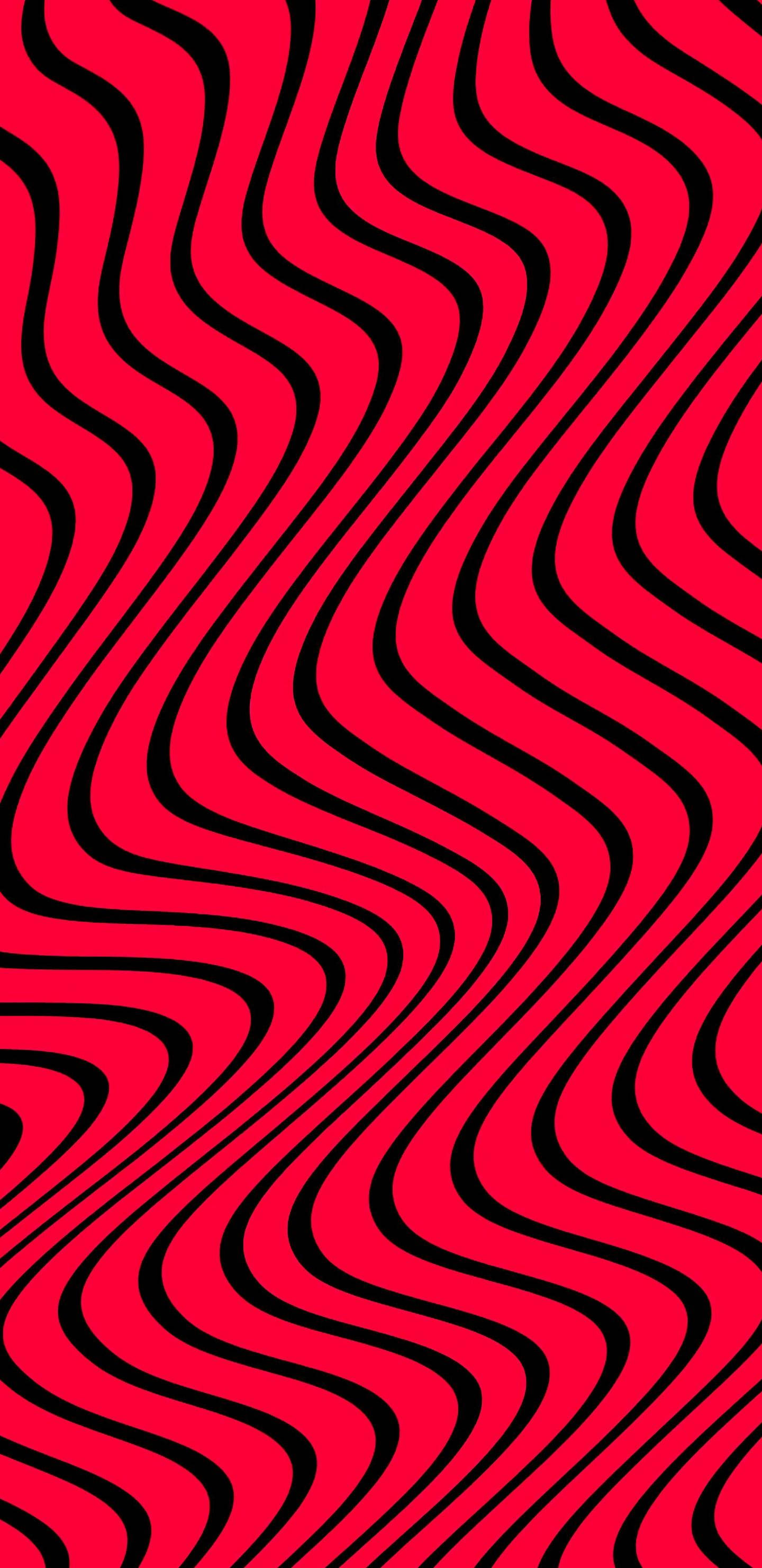 PewDiePie 桌布 壁紙 — 鮮豔的紅色和黑色波浪條紋營造出催眠般的錯覺圖案。